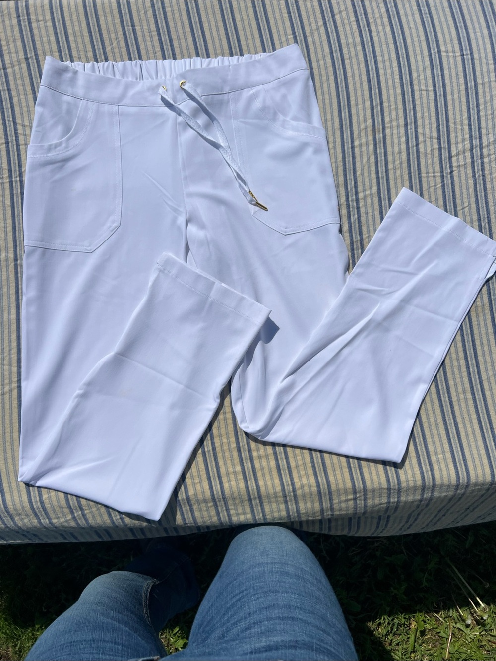 Women’s White Boot Cut Drawstring Pants